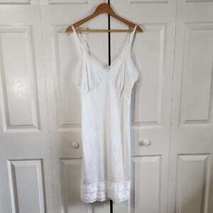 Vintage Dawn To Dusk White Lace Slip Dress Size SM/36B Coquette Fairycore Silky